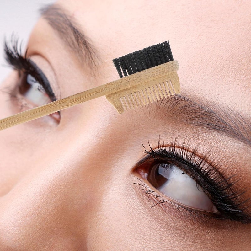 Wooden Handle Double Headed Eyebrow Brush And Eyelash Comb For Precise Brow Styling - Image 3